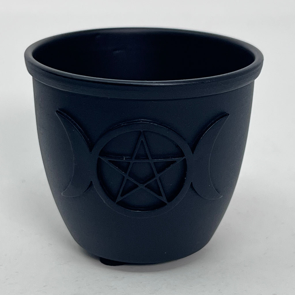 Mini Candle Holder (Cast Iron) - Triple Moon/Pentacle