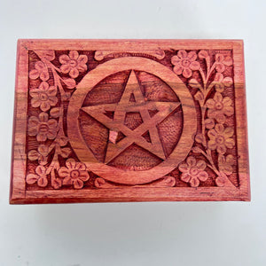 Wooden Box - Carved Pentacle
