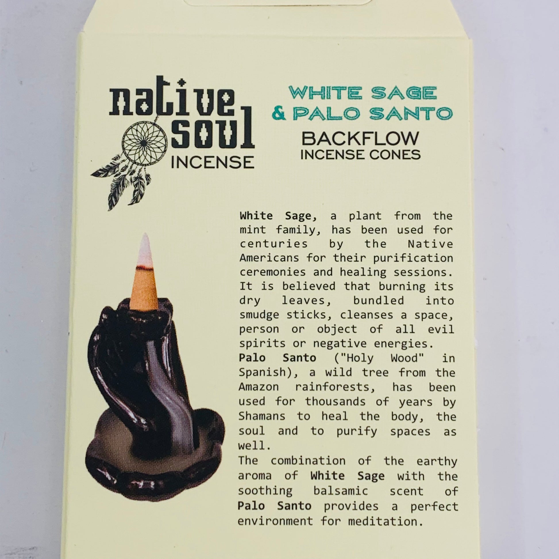 Backflow Cone Incense - White Sage & Palo Santo