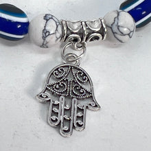 Load image into Gallery viewer, Bracelet - Howlite, Evil Eye &amp; Hamsa  8mm
