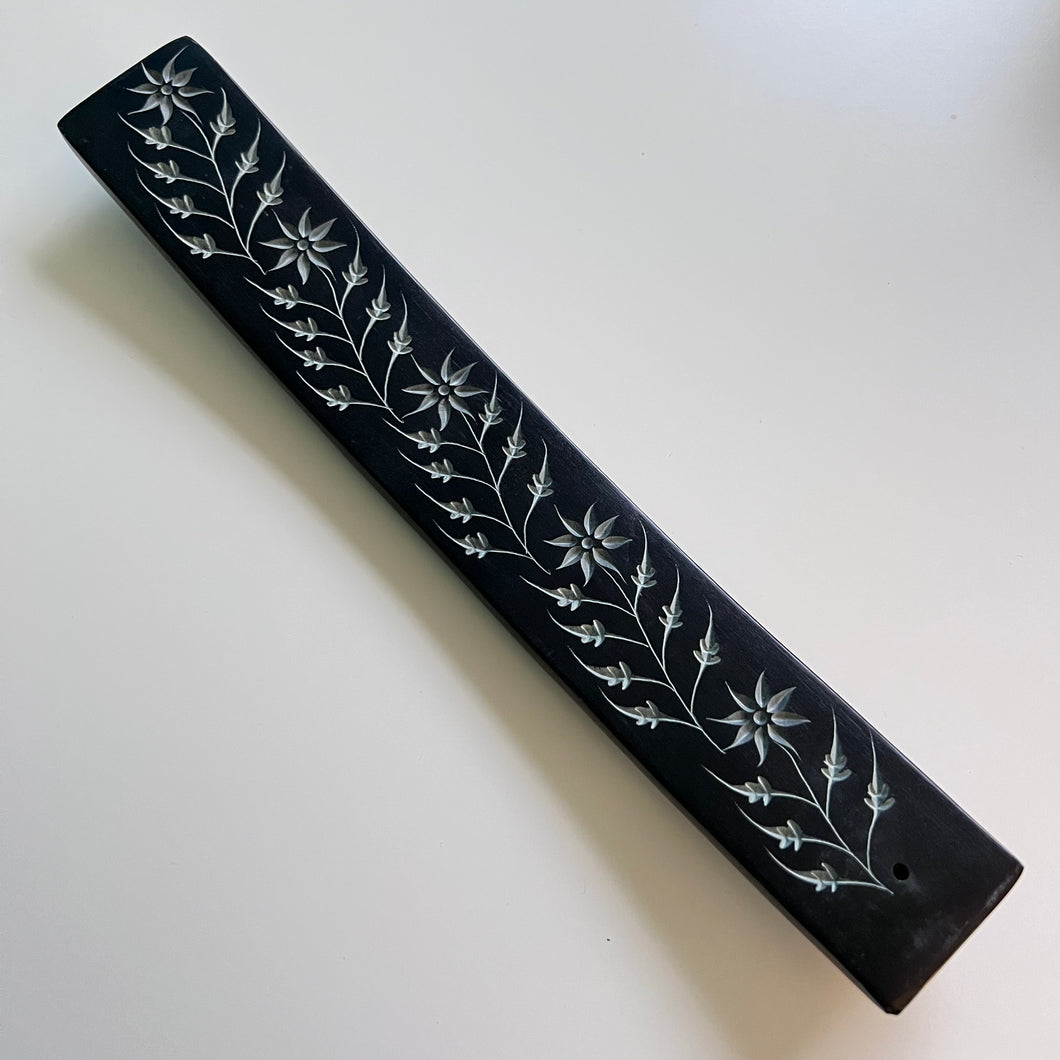 Soapstone Incense Holder - Carved Flower