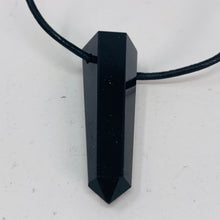 Load image into Gallery viewer, Black Tourmaline Pendant on Black Plastic Cord

