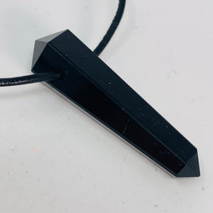 Black Tourmaline Pendant on Black Plastic Cord