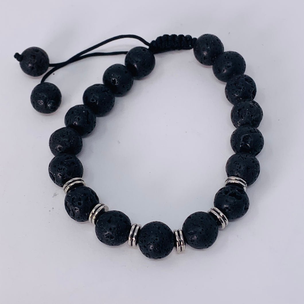 Lava Bead Bracelet - Black 10mm