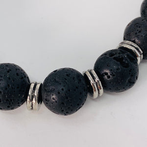 Lava Bead Bracelet - Black 10mm