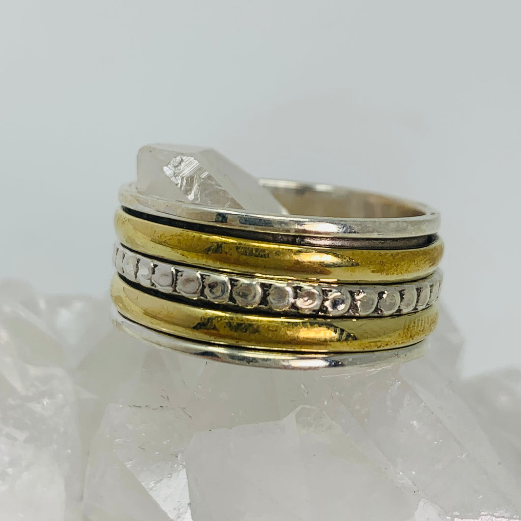 Ring - Silver & Gold Spinner - Size 12