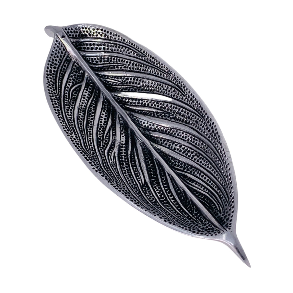 Large Leaf Recycled Metal Incense Holder