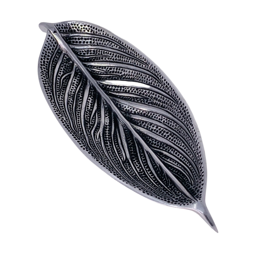 Silver Leaf Recycled Metal Incense Holder