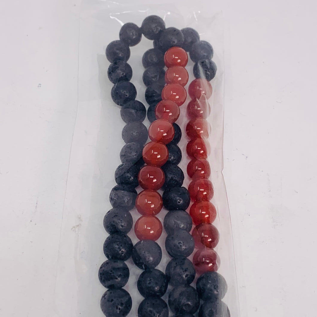 Carnelian & Lava Mala - 8mm Beads