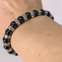 Load image into Gallery viewer, Magnetic Bracelet - Black with Crystal
