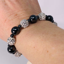 Load image into Gallery viewer, Magnetic Bracelet - Black and White Crystal
