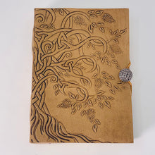 Load image into Gallery viewer, Leather Journal with strap and button - Tree of Life
