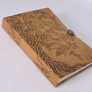 Leather Journal with strap and button - Tree of Life