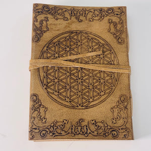Leather Journal with strap - Flower of Life