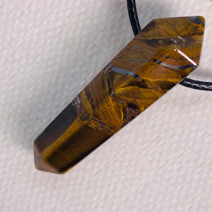 Tiger Iron Point Pendant on Black Cord