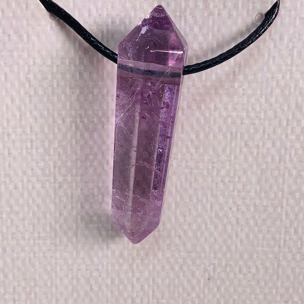 Amethyst Point Pendant on Black Cord