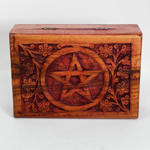 Wooden Box - Carved Pentacle