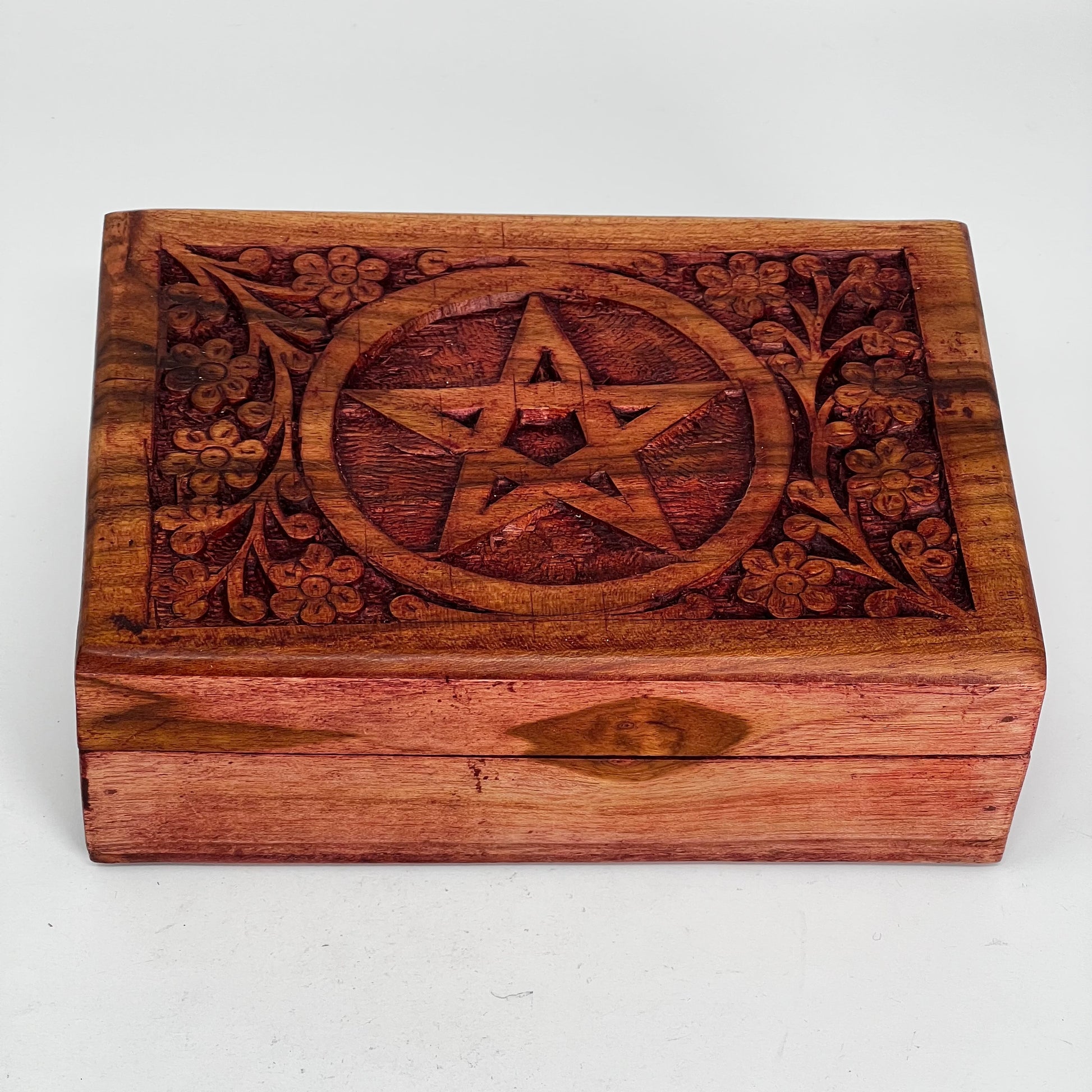 Wooden Box - Carved Pentacle