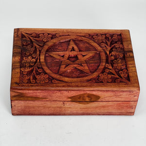 Wooden Box - Carved Pentacle