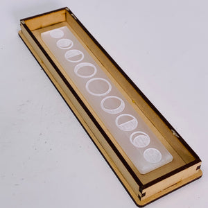 Selenite Ruler/Bar with Moon Phases (in box)