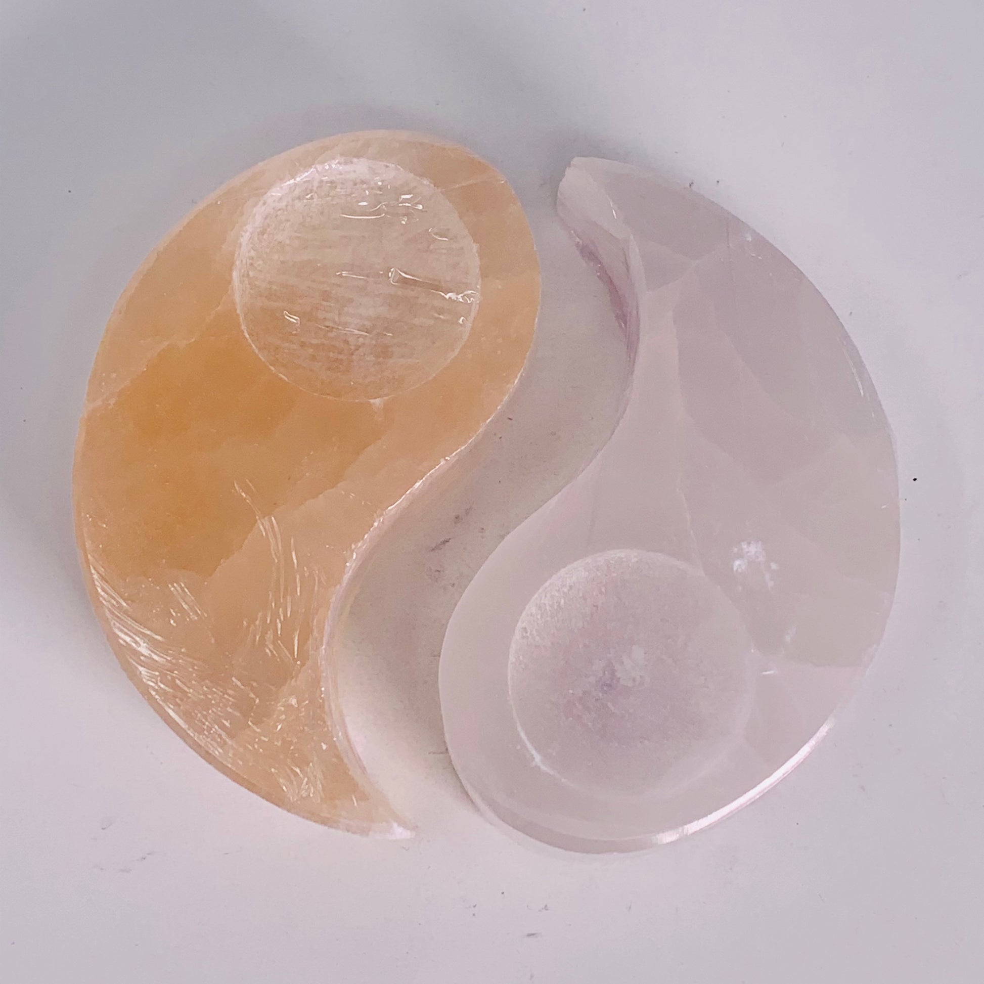 Yin Yang Selenite Candle Holder
