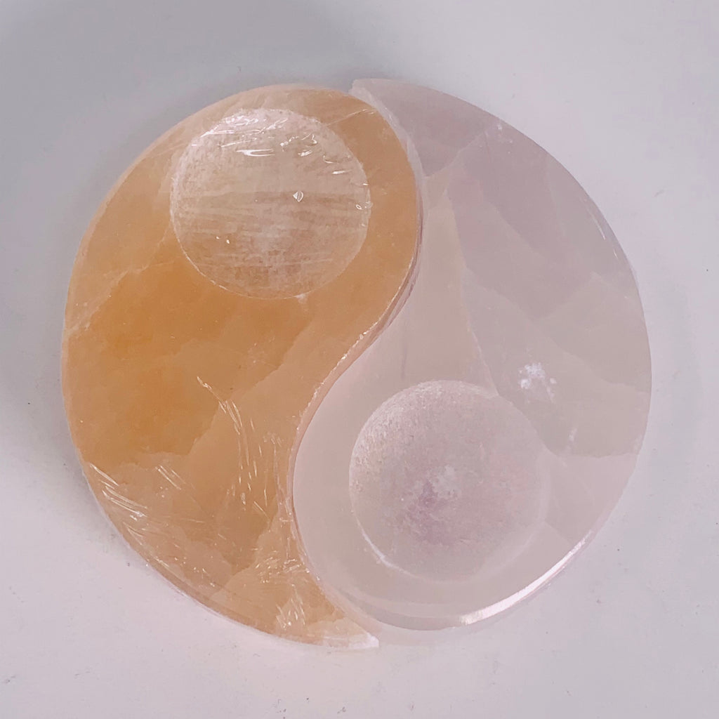 Yin Yang Selenite Candle Holder