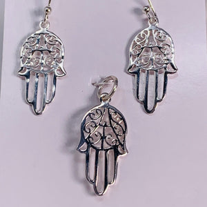 Earrings & Pendant Set - Hamsa