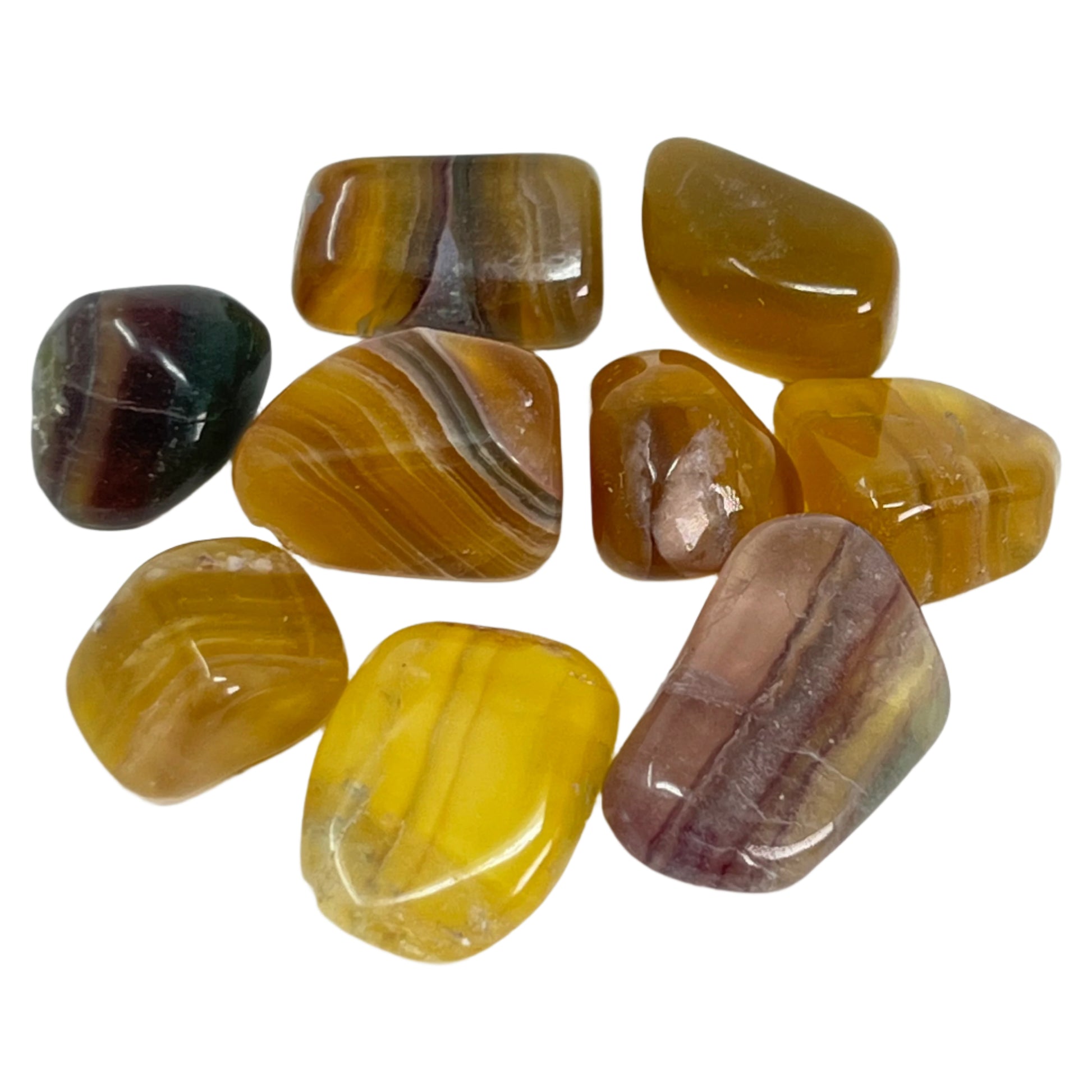 Yellow Banded Fluorite  (Argentina) - Tumbled