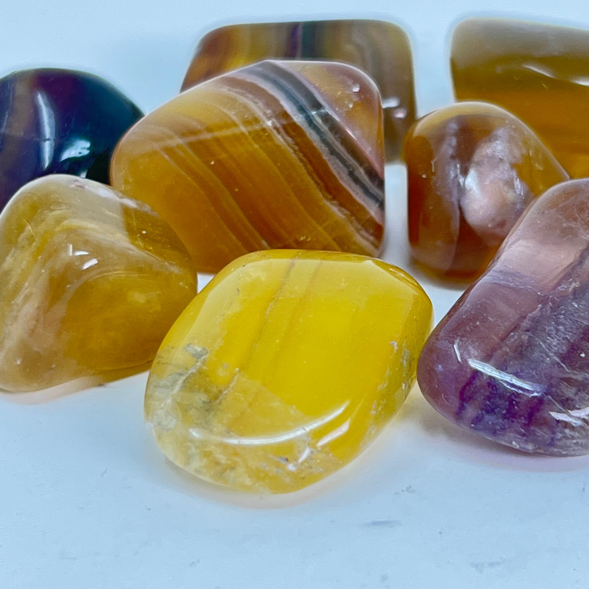 Yellow Banded Fluorite  (Argentina) - Tumbled