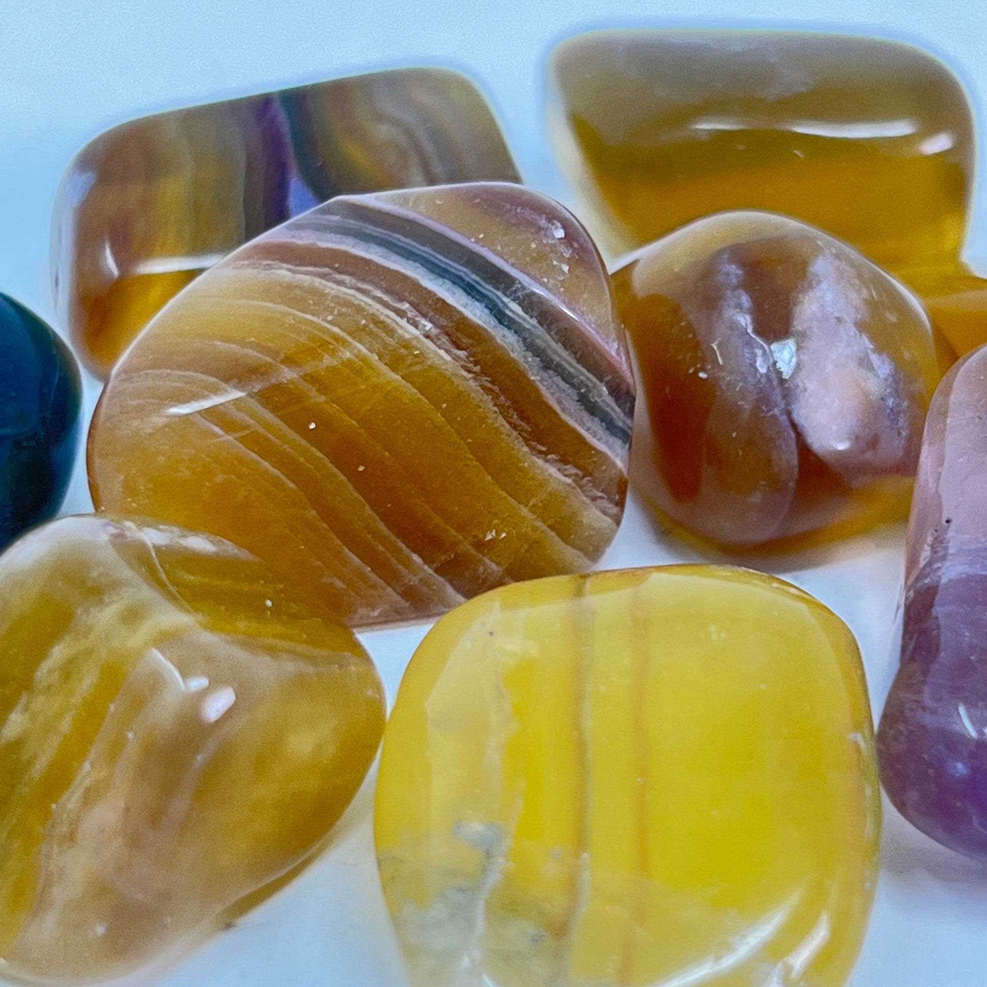 Yellow Banded Fluorite  (Argentina) - Tumbled