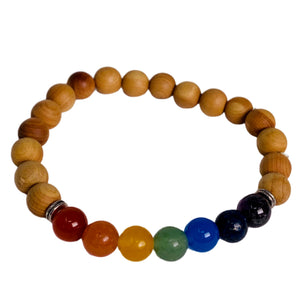 Bracelet - Cedarwood & Chakra Beads (6mm & 8mm options)