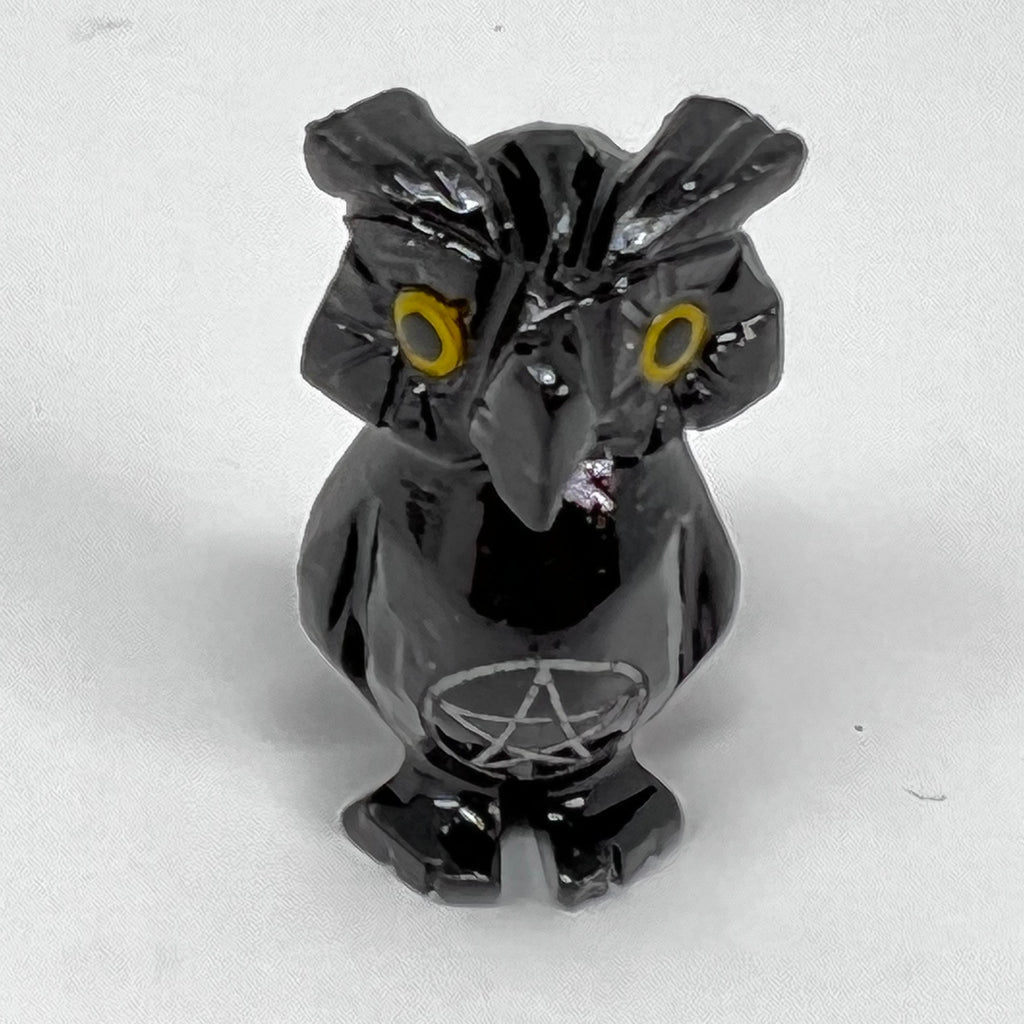 Black Onyx Owl (with Pentacle Symbol)