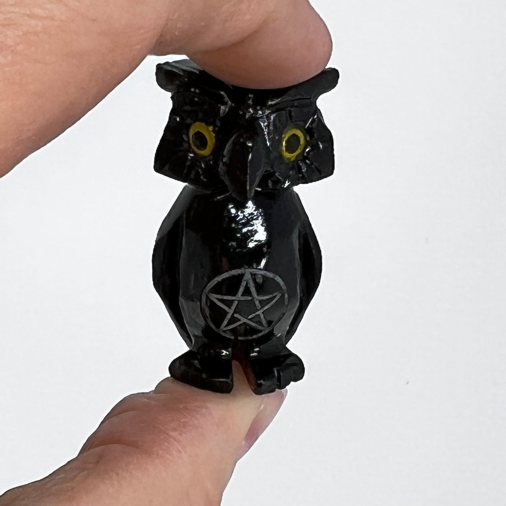 Black Onyx Owl (with Pentacle Symbol)