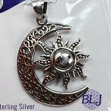 Load image into Gallery viewer, Pendant - Sterling Silver Sun &amp; Moon
