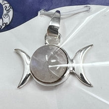 Load image into Gallery viewer, Pendant - Sterling Silver Triple Moon Rainbow Moonstone
