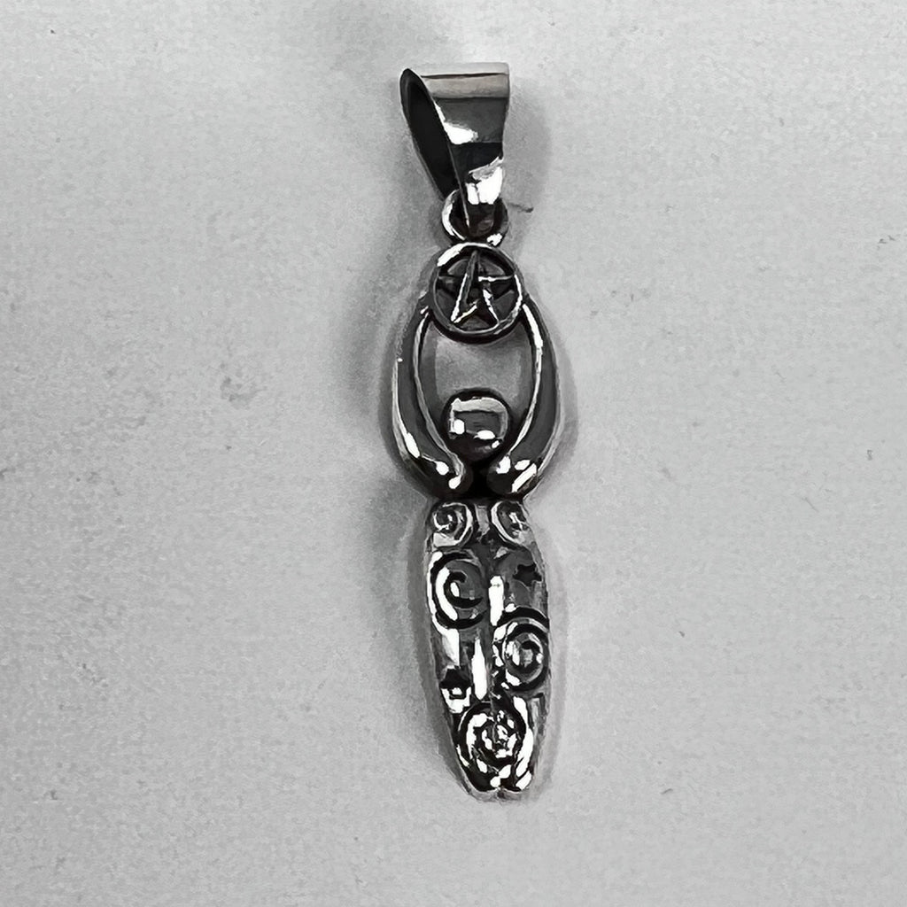 Pendant - Sterling Silver Earth Goddess & Pentacle