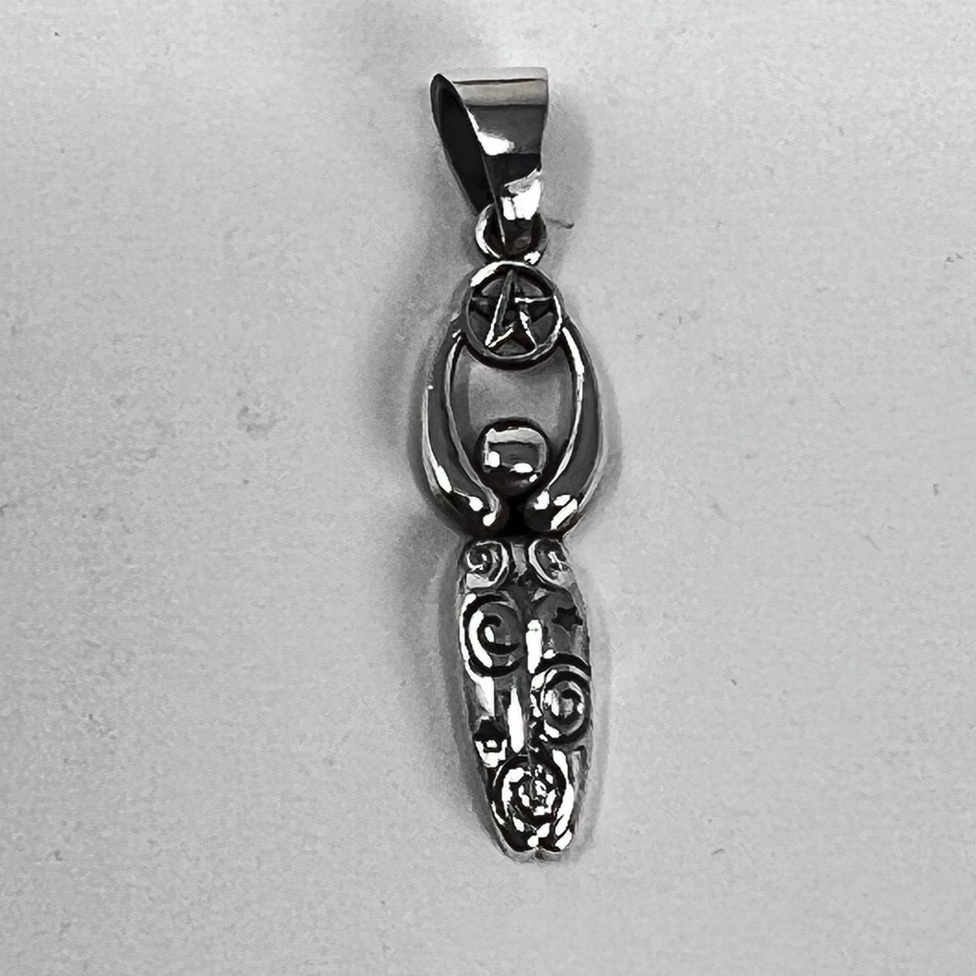 Pendant - Sterling Silver Earth Goddess & Pentacle