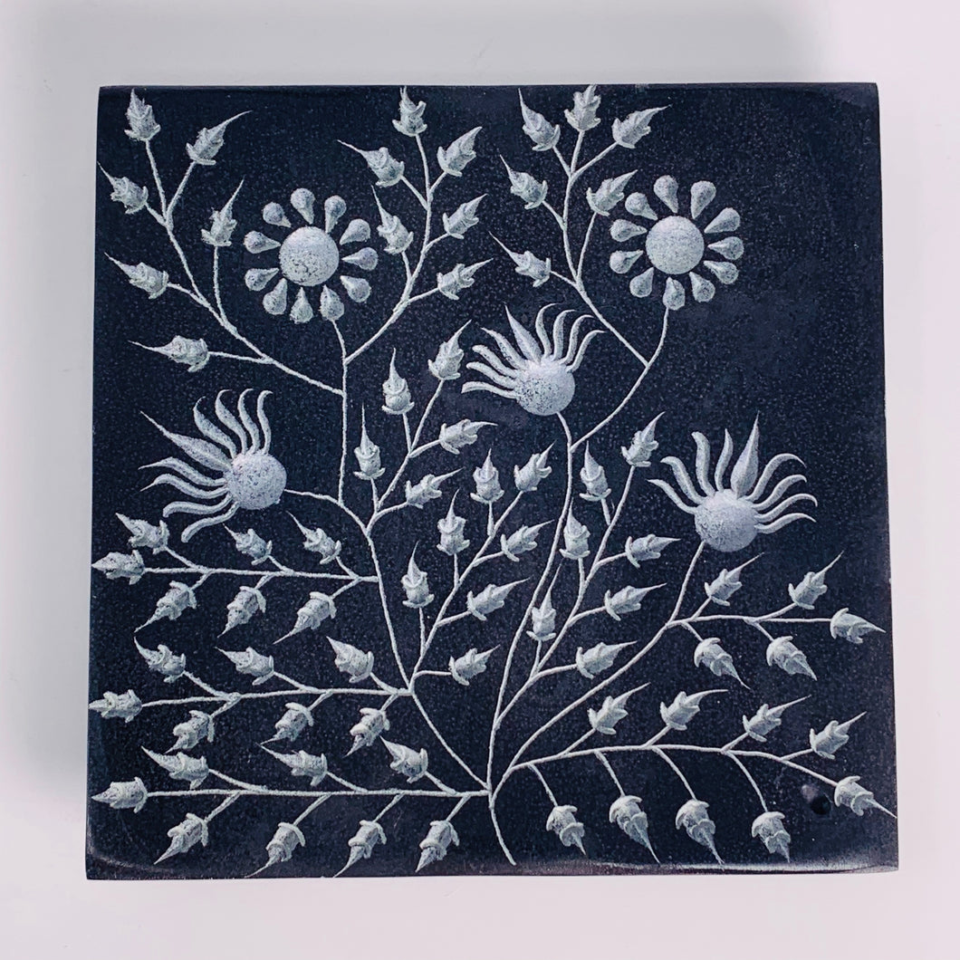 Soapstone Flower candle plate/incense holder