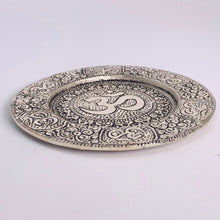 Load image into Gallery viewer, Candle Plate - Om Recycled Metal
