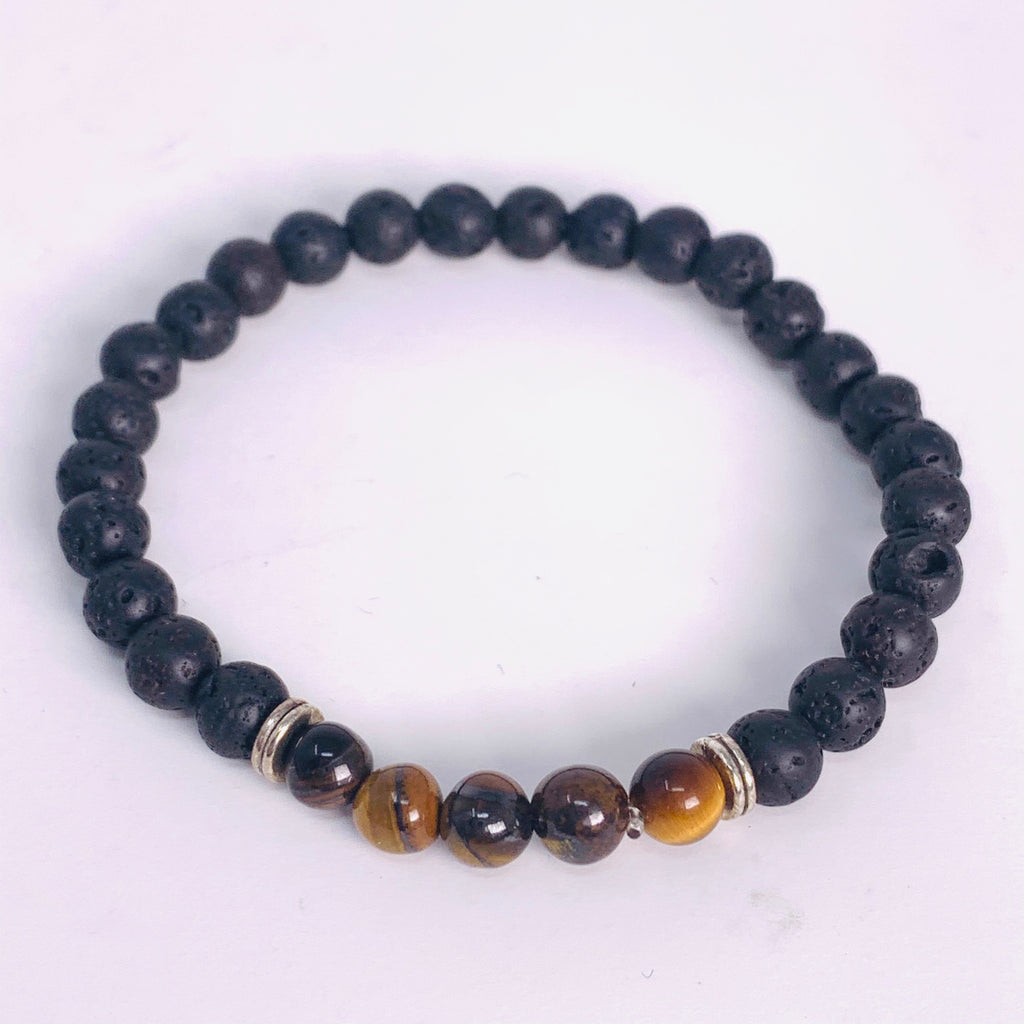 Lava Bead & Crystal Bracelets - 6mm (4 options)