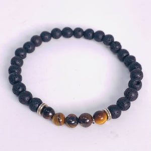Lava Bead & Crystal Bracelets - 6mm (4 options)
