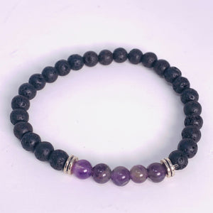 Lava Bead & Crystal Bracelets - 6mm (4 options)