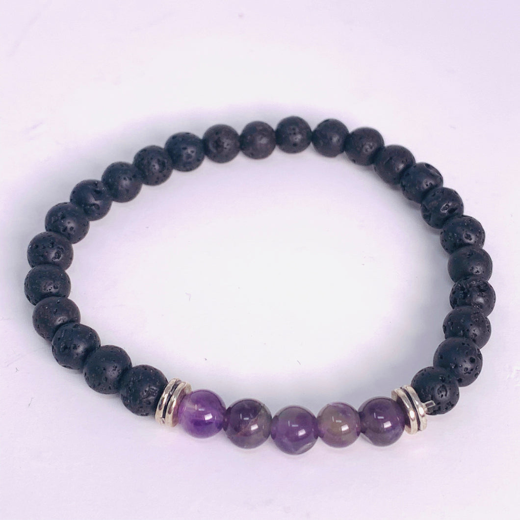 Lava Bead & Crystal Bracelets - 6mm (4 options)