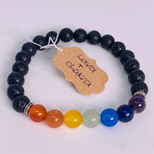 Load image into Gallery viewer, Lava Bead and Chakra Crystal (6mm) Bracelets (4 options)
