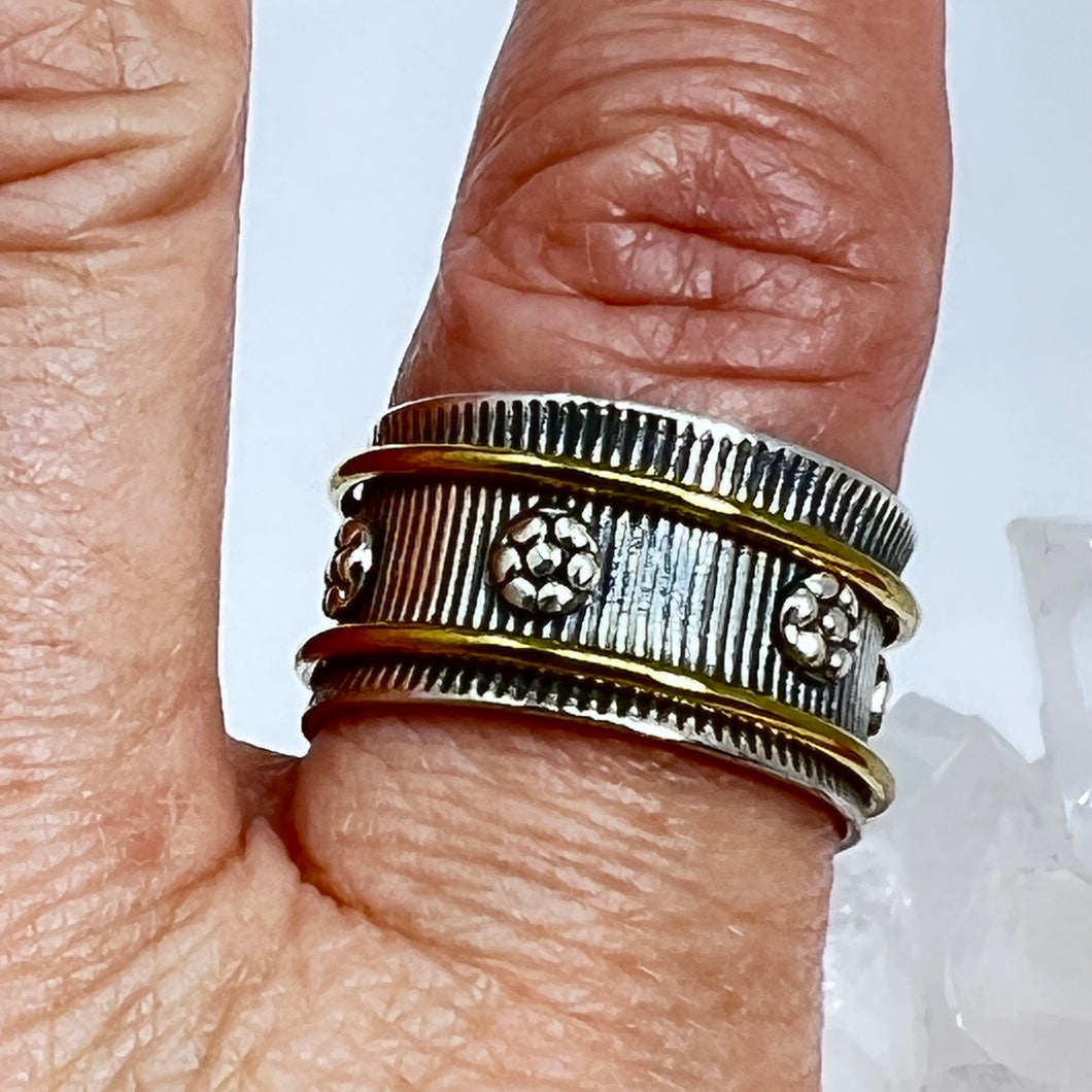 Ring - Gold & Silver Flower Spinner - Multiple sizes