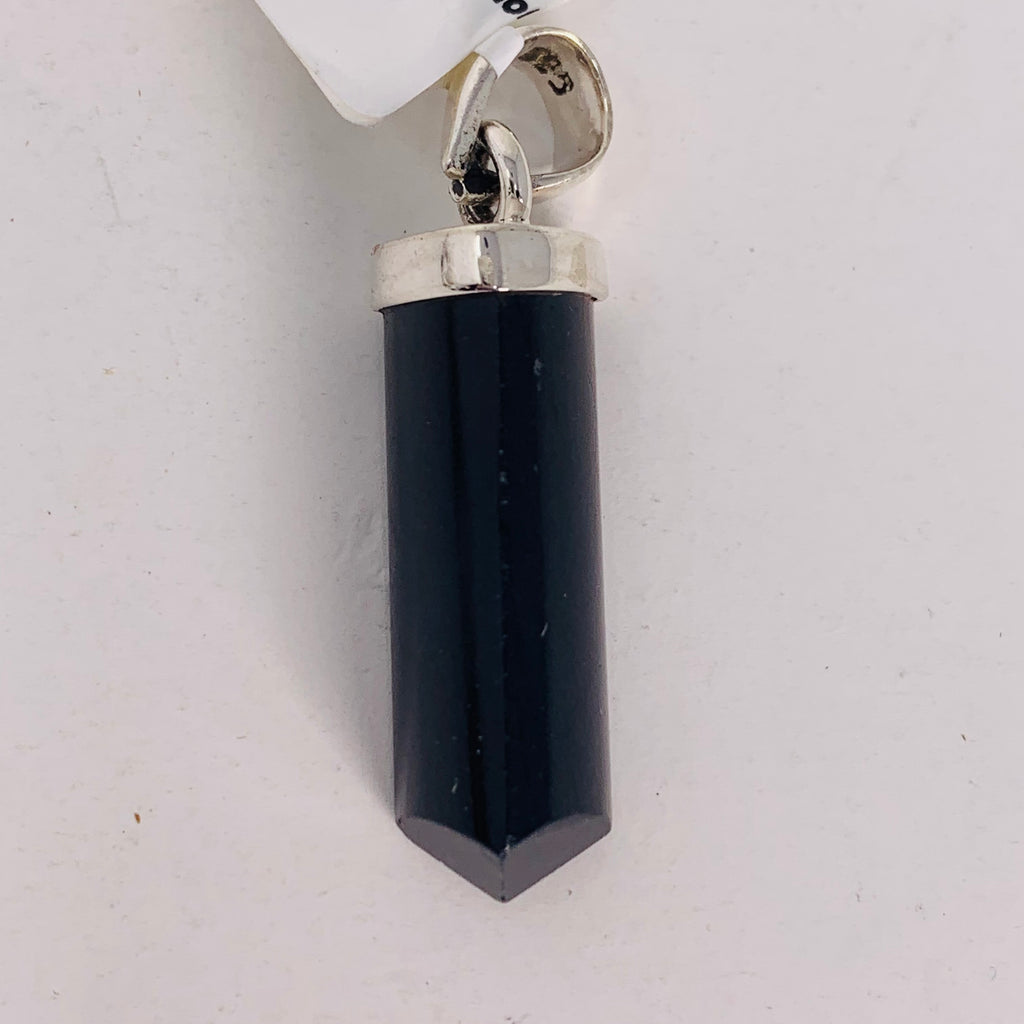 Black Tourmaline Polished Point on Bail