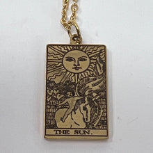 Load image into Gallery viewer, Tarot Pendant - The Sun (Gold Plated Stainless Steel)
