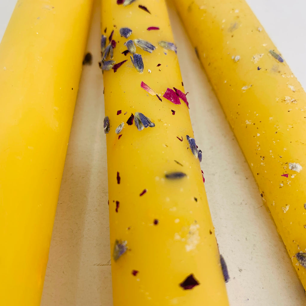 Beeswax Herbal Ritual Intention Candles (Various Colours)