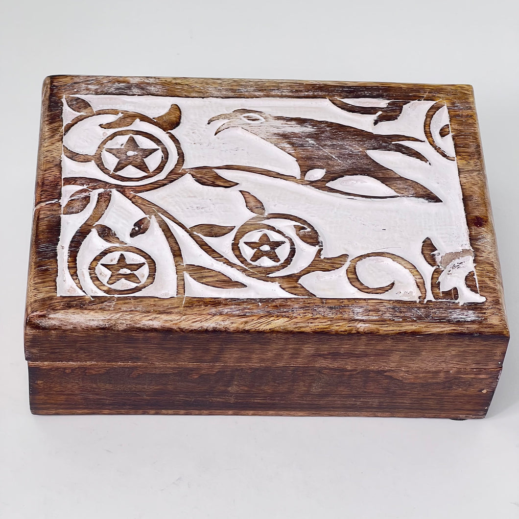 Wood Raven Rectangular Box