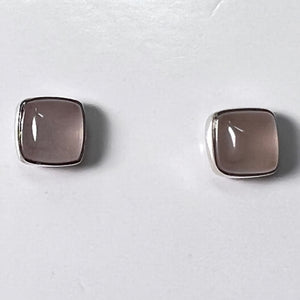 Earrings - Rose Quartz (Rounded Square)